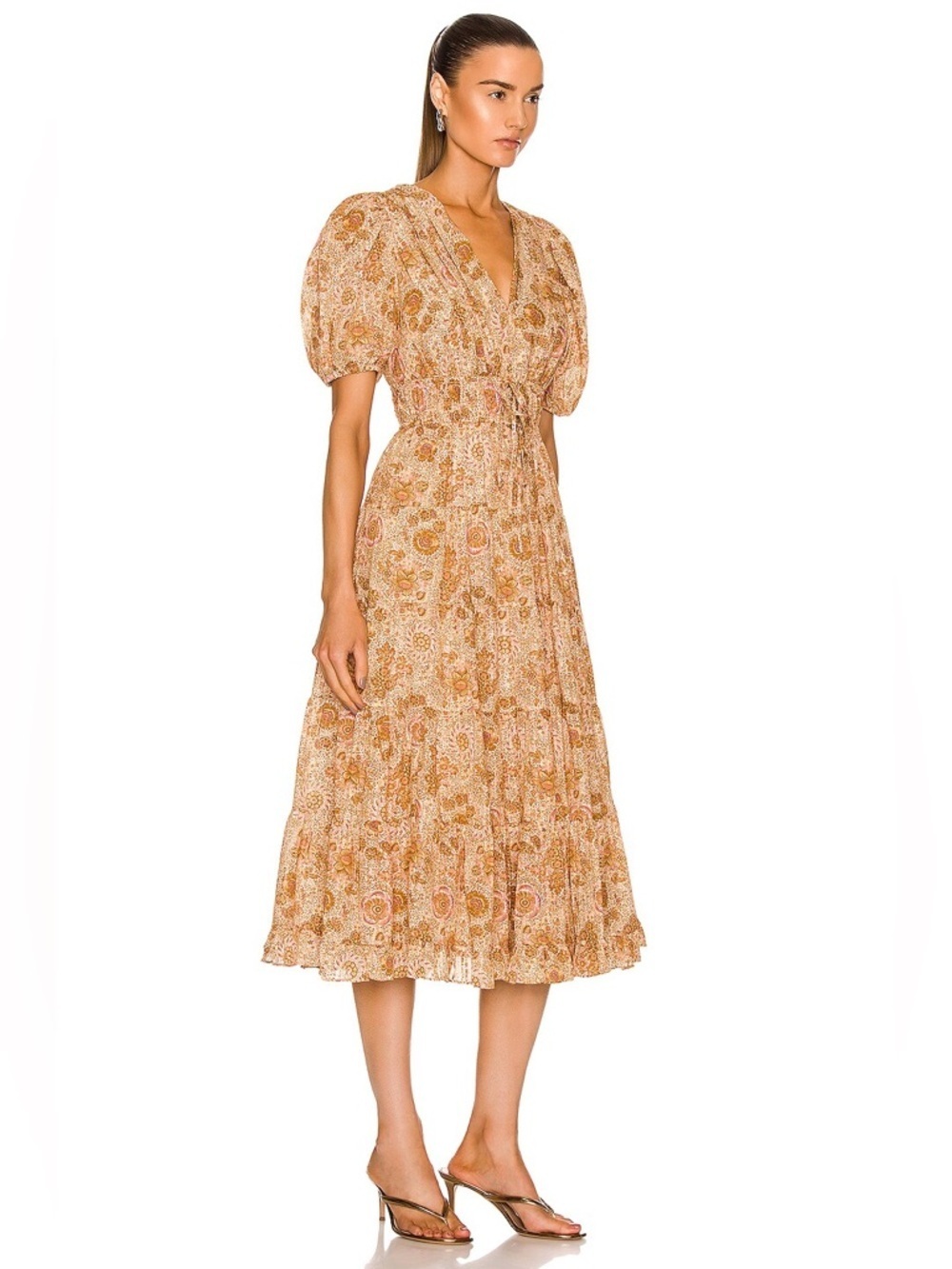 Ulla Johnson Thelma Floral Midi Dress 2 Puff Sleeve Cottagecore 25243
